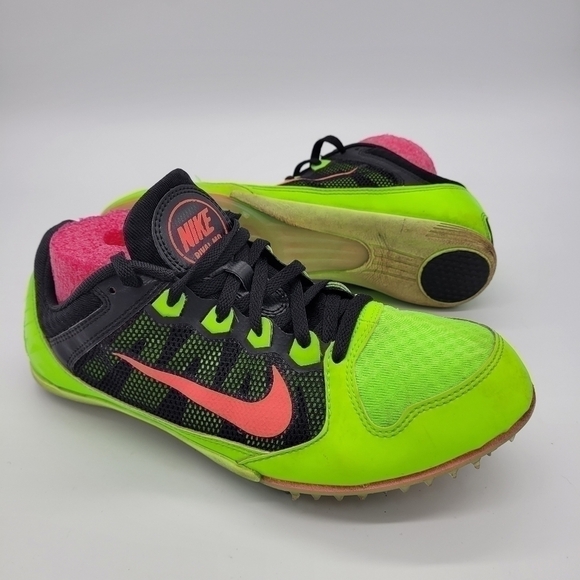 Nike Shoes Men 9.5 ZOOM Rival 7 MD Neon Green & Pink Track Cleats - Picture 10 of 13